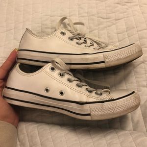 white leather converse sneakers